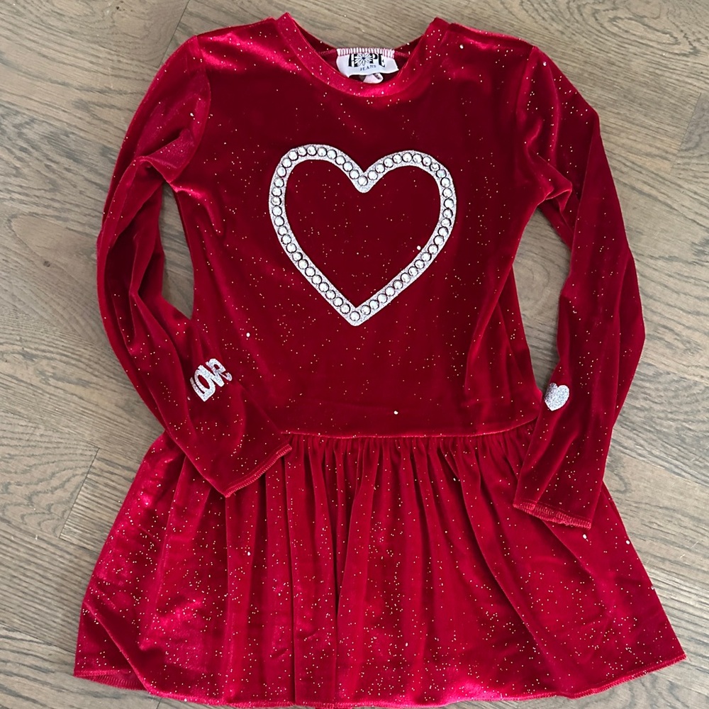 Hope Jeans Red Velvet Dress with Crystal Heart